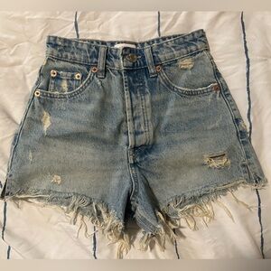 Zara Blue Distressed Jean Shorts